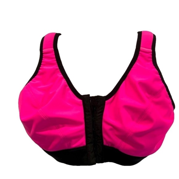 Cacique Sports Bra Pink & Black Front Closure - Picture 1 of 5